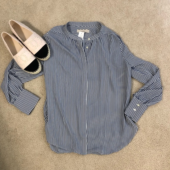 NWT Striped Crossover Back Utility Blouse - Picture 8 of 8